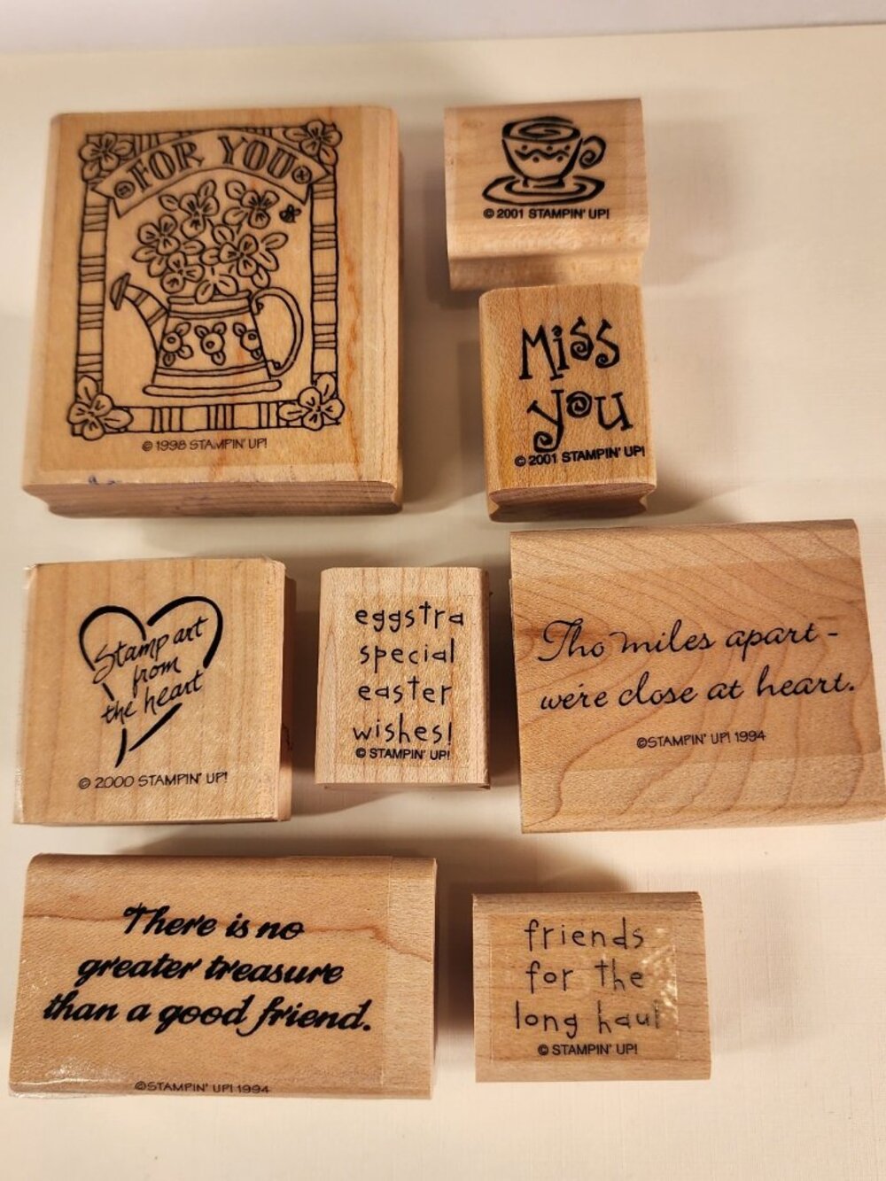 STAMPIN' UP LOT of 8 wood-mounted rubber stamps Variety of messages